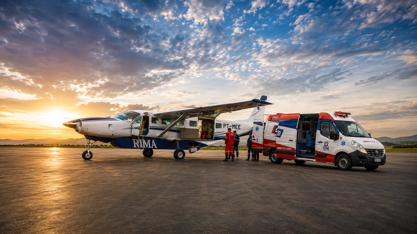Referência fotográfica RIMA com aeronave executiva em composição limpa